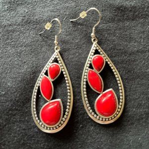 Red teardrop earrings